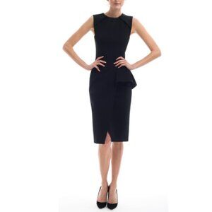 $1790 J. Mendel Black Layered Sheath Peplum Mini Dress size 6